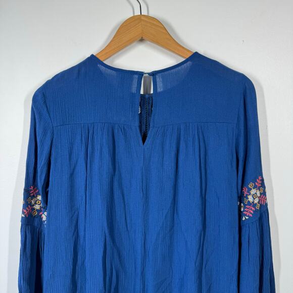 Blue Rain Dress Women Size XS NWT Blue Floral Embroidery Boho Spring Western - Picture 7 of 10